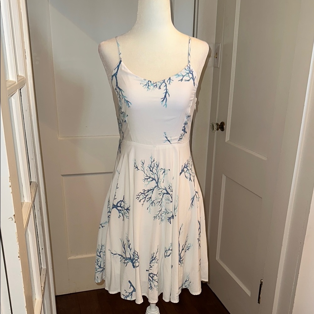 Women’s Elegant Blue and White Floral Dress Old Navy Size XS